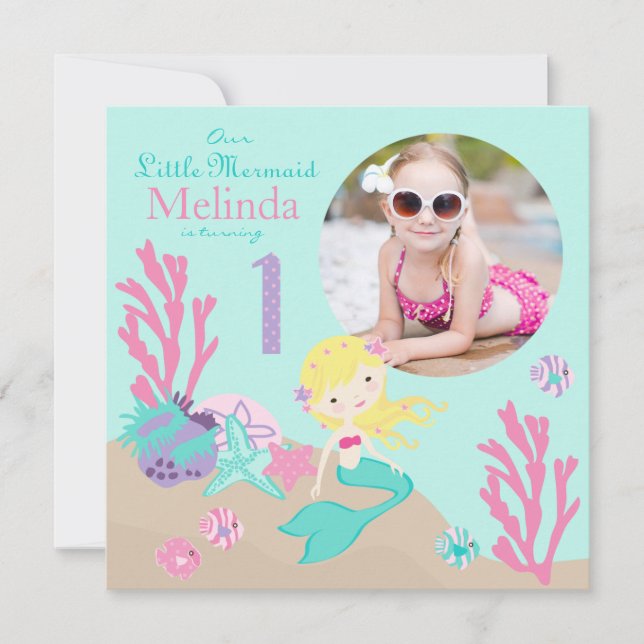 Invitation au premier anniversaire de Blonde Merma (Devant)