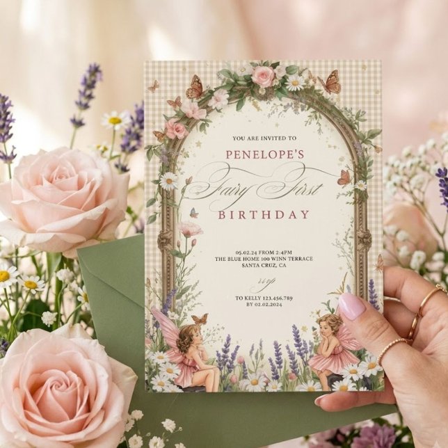 Invitation au premier anniversaire de fée | Jardin (Créateur téléchargé)