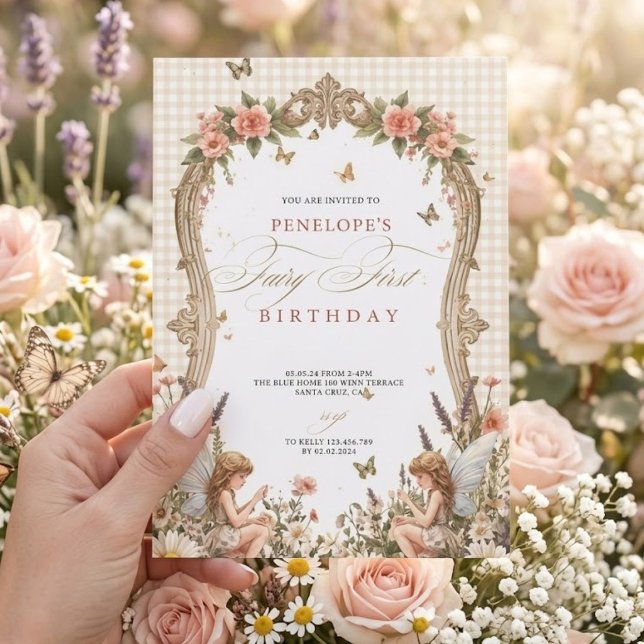 Invitation au premier anniversaire de fée | Jardin (Créateur téléchargé)