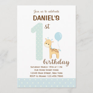 Invitation au premier anniversaire de Giraffe (ble