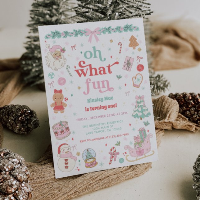 Invitation au premier anniversaire de Noël Oh Quel (Créateur téléchargé)