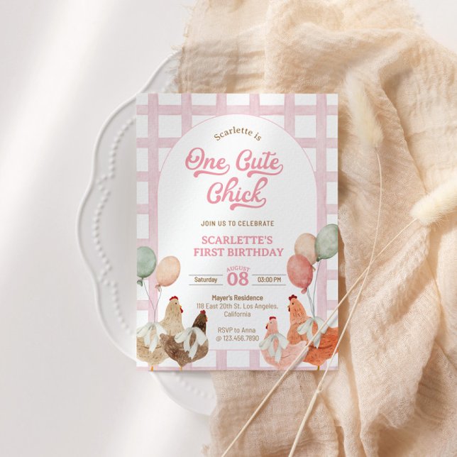 Invitation au premier anniversaire de poulet (Créateur téléchargé)