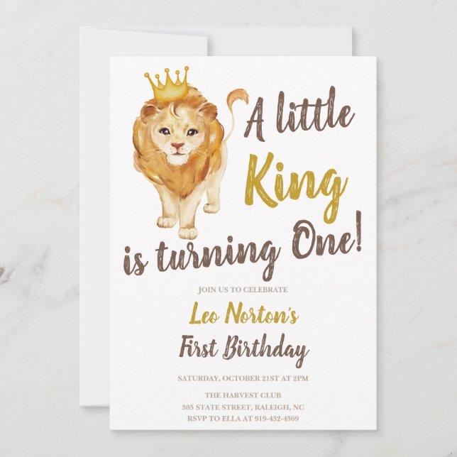 Invitation au premier anniversaire du lion (Devant)