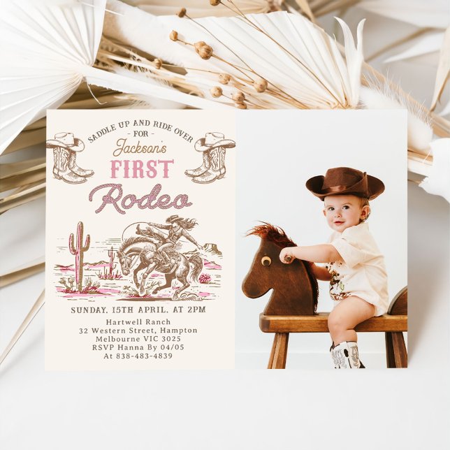 Invitation au premier rodéo de cow-boy western vin (Créateur téléchargé)