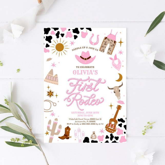 Invitation au premier rodéo Western Rose (Créateur téléchargé)