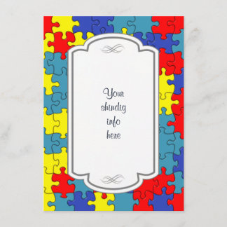 Invitation au puzzle de l'autisme rouge, jaune et