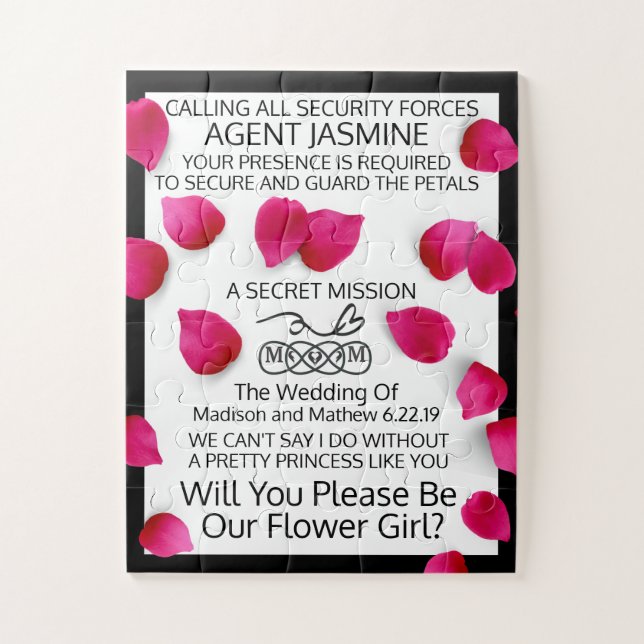Invitation au puzzle Flower Girl (Vertical)