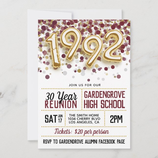 Invitation au rassemblement des anciens du lycée e (Devant)