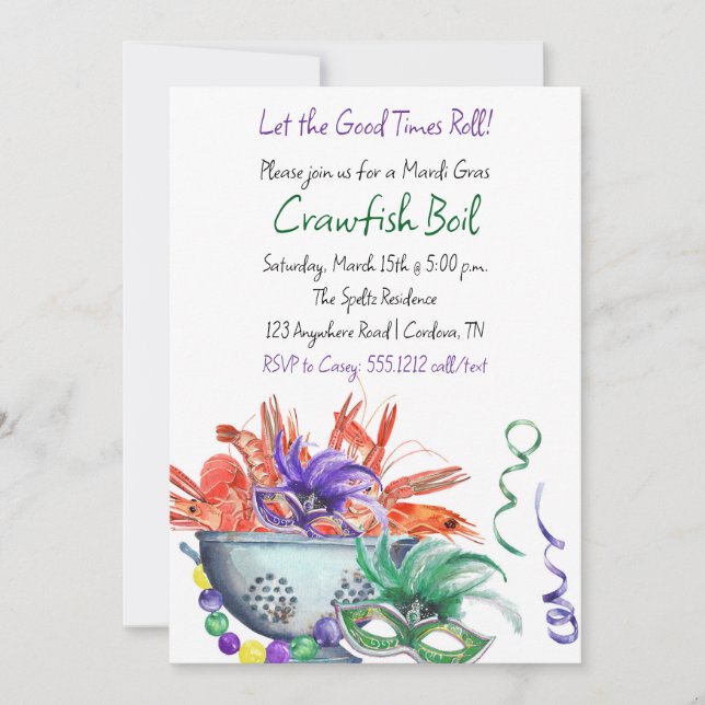 Invitation au Repas de Mardi Gras aux écrevisses (Devant)