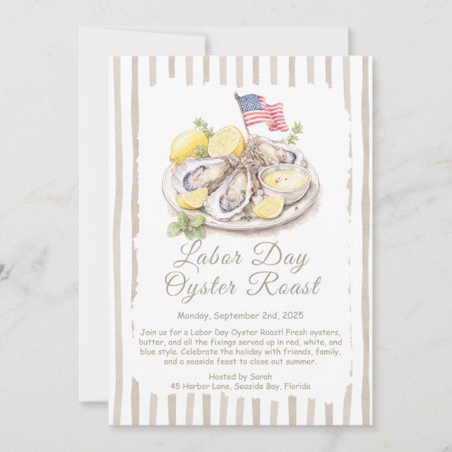 Invitation au Repas d'Huîtres de la Fête du Travai (Devant)