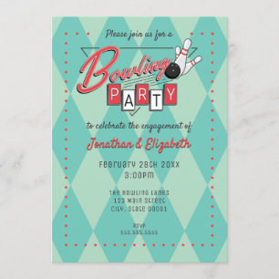 Invitation au Retro Logo Bowling Party