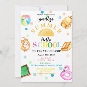 Invitation au revoir Summer Bonjour école Retour à la fête sc