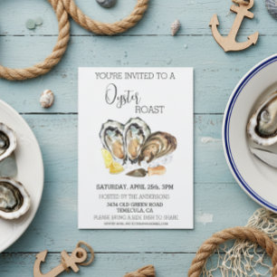 Invitation au Roast d'Huîtres Aquarelle Cookout 