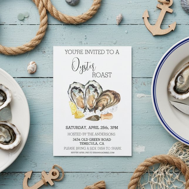 Invitation au Roast d'Huîtres Aquarelle Cookout  (Créateur téléchargé)