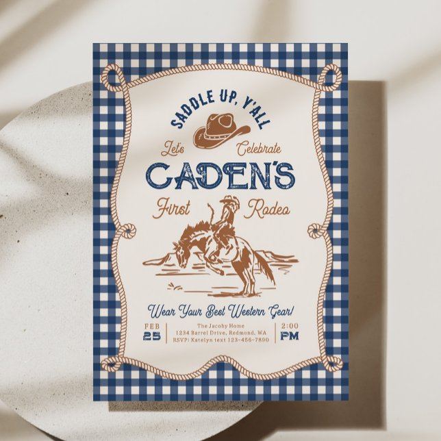 Invitation au Rodéo de la Corde à Carreaux Navy (Créateur téléchargé)