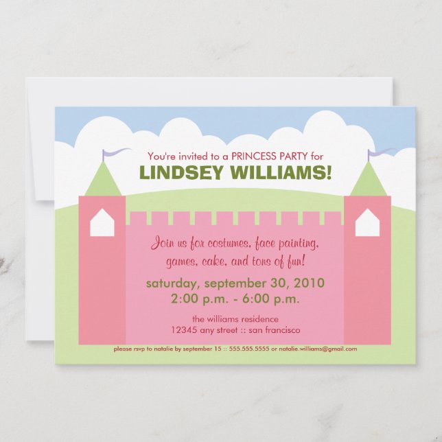 Invitation au Royal Castle Princess Party (Devant)