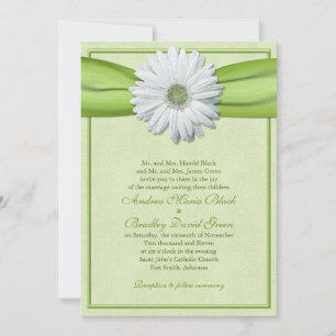 Invitation au ruban vert de Gerbera blanche