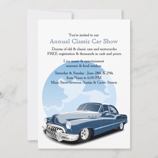 Invitation au Salon de Voitures Classiques (Devant)