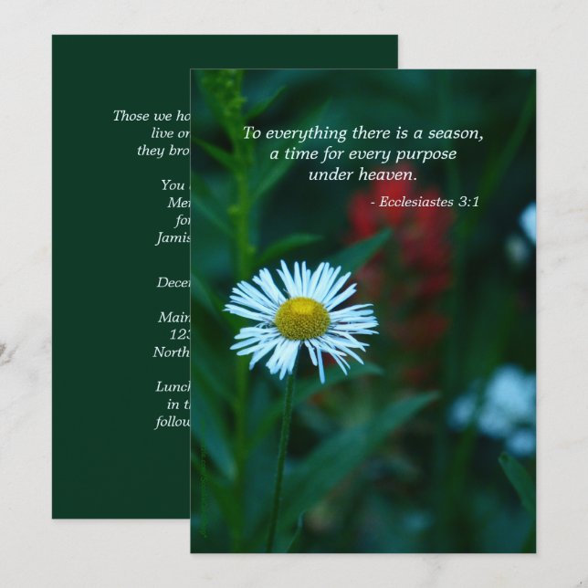 Invitation au service commémoratif, Citation d'écr (Devant / Derrière)