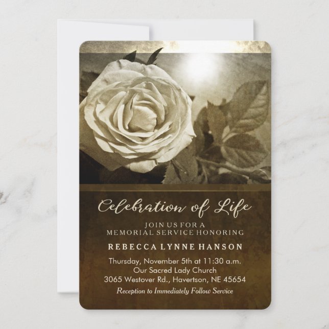 Invitation au service commémoratif de la nostalgie (Devant)