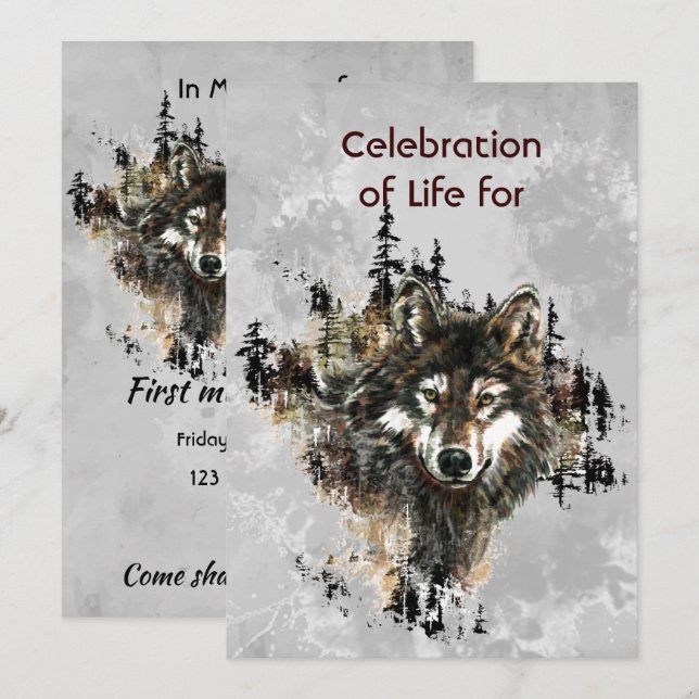 Invitation au service commémoratif Loup Loups Art  (Devant / Derrière)