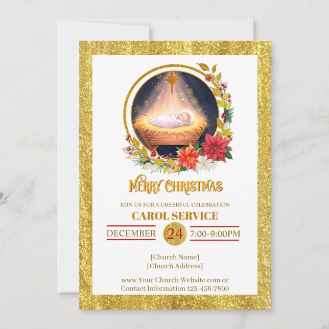 Invitation au service de cantiques de Noël (Devant)
