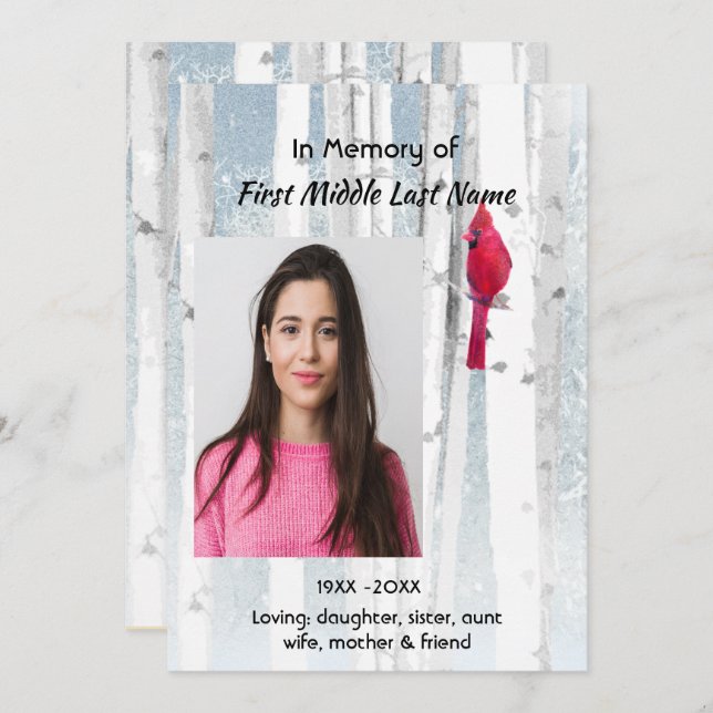 Invitation au service de célébration de la vie Car (Devant / Derrière)