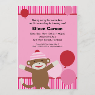 Invitation au singe de soie - rose