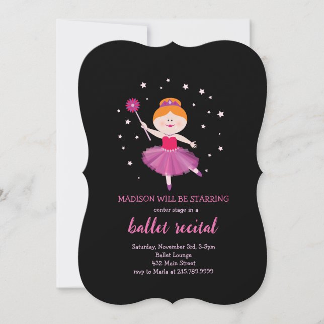 Invitation au spectacle de ballet Petite ballerine (Devant)