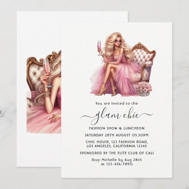 Invitation au spectacle de mode Glam (Devant / Derrière)