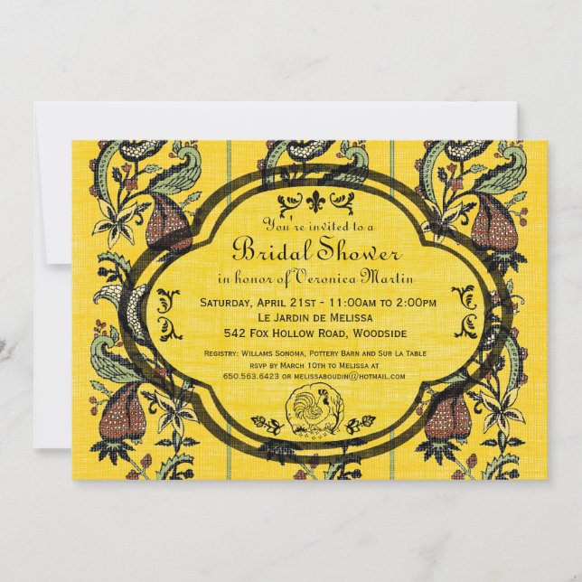 Invitation Au sud de l'invitation de Fête de la mariée de la (Devant)