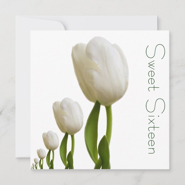 Invitation au Sweet sixteen des tulipes blanches (Devant)