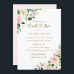 Invitation au Sweet sixteen d'or rose floral<br><div class="desc">Sweet sixteen floral plus moderne Invitations dans le Little Bayleigh Store!</div>