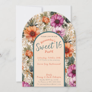 Invitation au sweet sixteen floral