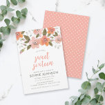 Invitation au Sweet sixteen floral délicate<br><div class="desc">Cette délicieuse invitation Floral Sweet 16 Anniversaire fêtée présente une délicate aquarelle fleurie et poach poka motif côté arrière. C'est une invitation parfaite pour une fête d'anniversaire de printemps ou d'été. Personnalisez cette invitation en remplaçant le texte de l'espace réservé dans le modèle pour ajouter vos informations. Pour plus d'options...</div>