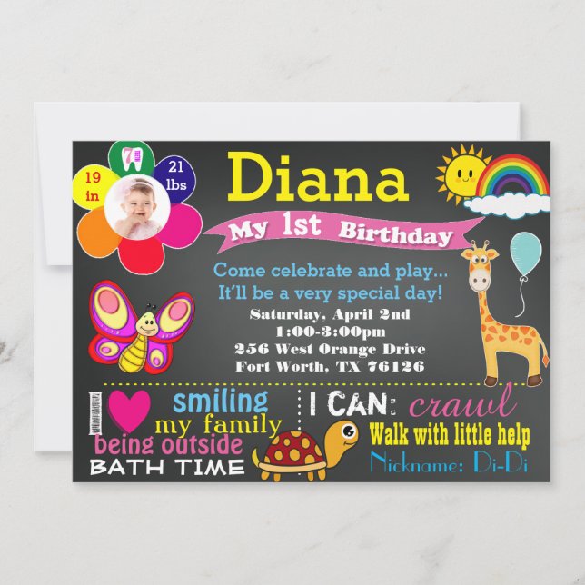 Invitation au tableau de bord d'anniversaire avec  (Devant)