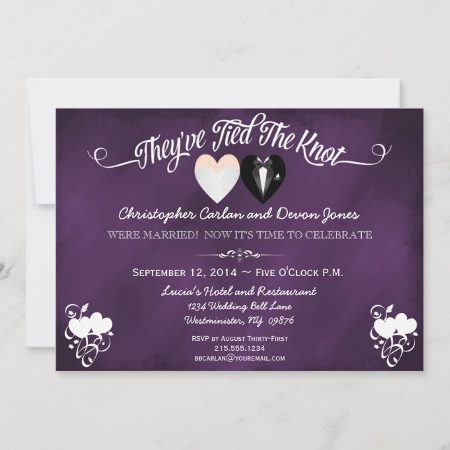 Invitation au tableau rouge pourpre Mariage (Devant)