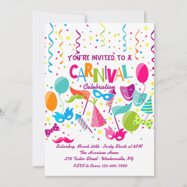 Invitation au temps du carnaval (Devant)