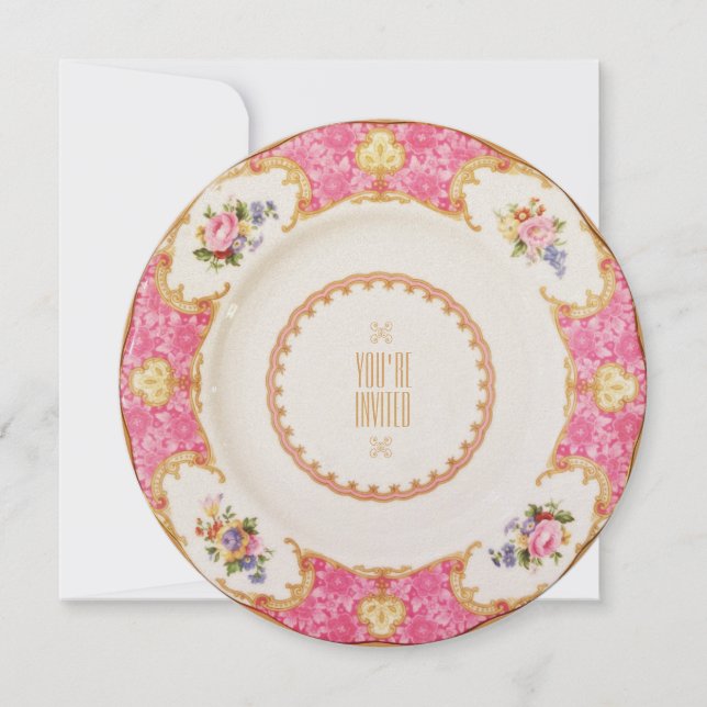 Invitation au thé à la garden party Rose anglaise (Devant)