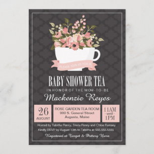 Invitation au thé Baby shower Floral Teacup