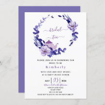 Invitation au thé de mariée violet et lavande