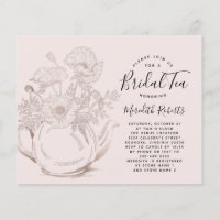 Invitation au thé nuptiale pour théière Rose d'or
