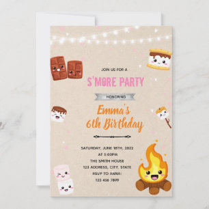Invitation au thème de camp de smore pour filles