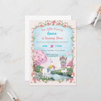Invitation au thème de petite princesse. Fête pour