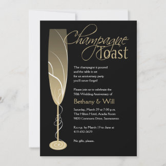 Invitation au toast au champagne doré