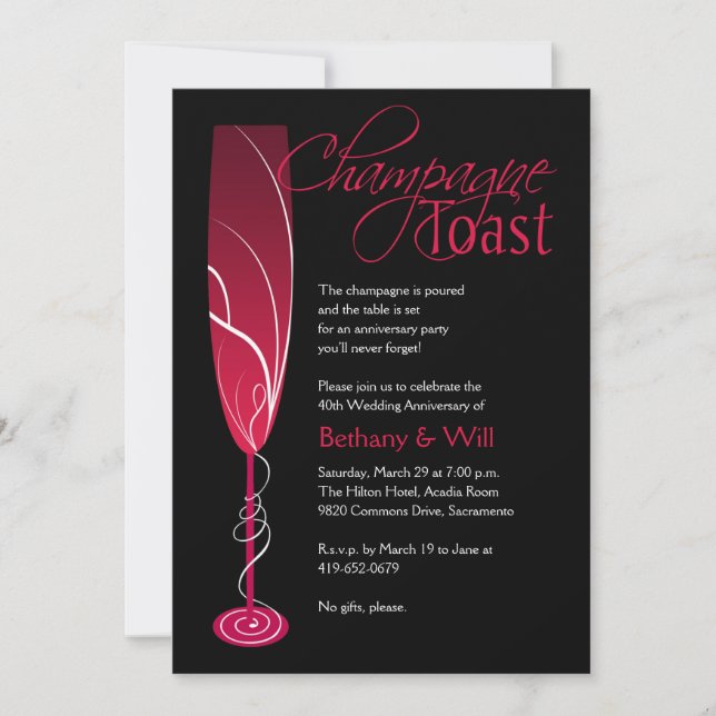 Invitation au toast au Champagne rubis (Devant)