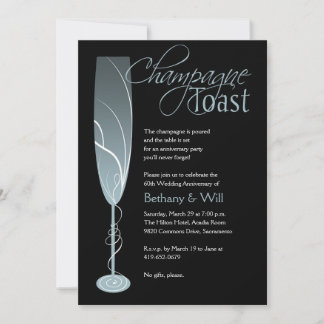 Invitation au toast de champagne diamant bleu