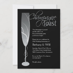 Invitation au toast de champagne en argent