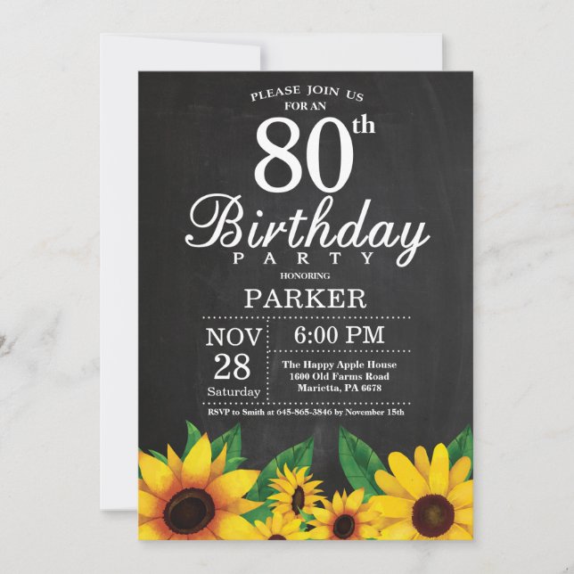 Invitation au tournesol 80e anniversaire (Devant)