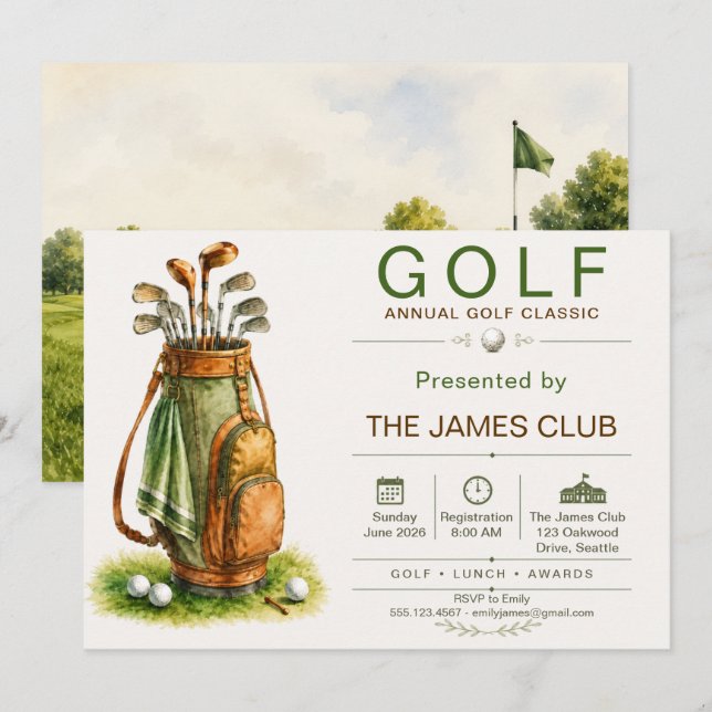 Invitation au Tournoi Classique de Golf Annuel (Devant / Derrière)